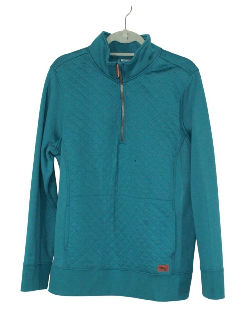 LL Bean Womens Quilted Quarter Zip Pullover Teal Cozy Workdays Casual Outdoor 1X